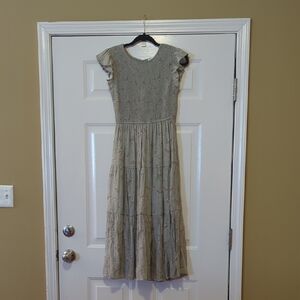 By The River Smocked Floral Midi Dress Size Small Cottagecore Prairie Boho